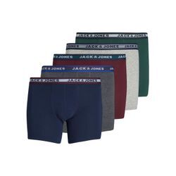 Boxershorts "JACOLIVER TRUNKS 5 PACK NOOS PLS", Herren, Gr. 5XL, grau (dunkelgrau melange), Jersey, Obermaterial: 95% Baumwolle, 5% Elasthan, JACK & JONES PLUSSIZE, unifarben, Unterhosen