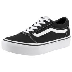 Plateausneaker VANS "Ward Platform" Gr. 31,5, schwarz-weiß (schwarz, weiß), Textil, Schuhe Skaterschuh Canvassneaker Sneaker low, aus textilem Canvas-Material