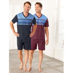 Shorty, Herren, Gr. 48/50, bunt (marine, bordeaux), 100% Baumwolle, Kurzarm, Homewear-Sets