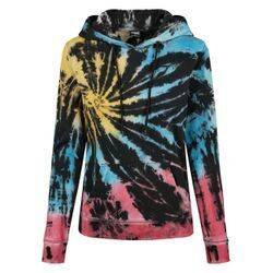 Kapuzenpullover URBAN CLASSICS "Urban Classics Damen Ladies Tie Dye Hoody", Damen, Gr. S, schwarz, 100% Baumwolle, casual, normal, ohne Ausschnitt, Pullover Hoodie Sweatshirt