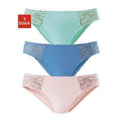 Jazz-Pants Slips PETITE FLEUR Gr. 32/34, bunt (blau, rosé, mint), Damen, Obermaterial: 93% Baumwolle, 7% Elasthan. Spitze: 95% Polyamid, 5% Elasthan, unifarben, Unterhosen, aus elastischer Baumwoll-Qualität