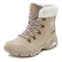 Winterstiefelette LASCANA Gr. 36, beige Damen Schuhe Winterboots Schnürboots Stiefelette,Stiefel,Winterstiefel wind-& wasserabweisender Tex-Membran