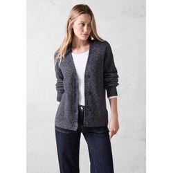 Cardigan CECIL Gr. L (42), blau (universal blau) Damen Strickjacken im soften Baumwoll-Mix