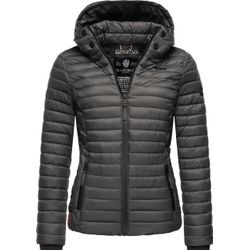 Steppjacke MARIKOO "Samtpfote" Gr. M (38), grau (anthrazit), Damen, Oberstoff: 100% Nylon, Futter: 100% Polyester, Wattierung: 100% Polyester, Jacken, ultraleichte Übergangsjacke mit Kapuze