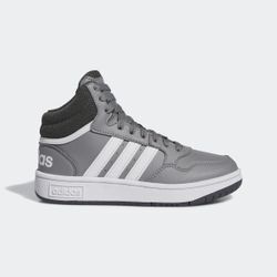 Sneaker ADIDAS SPORTSWEAR "HOOPS MID 3.0 K", Gr. 38, grau (grau three, cloud weiß, grau six), Textil, Synthetik, sportlich, Schuhe