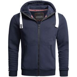 Sweatjacke ALESSANDRO SALVARINI "ASVinzent" Gr. L (52), blau (navy), Herren, Obermaterial: 65% Baumwolle, 35% Polyester, Sweatjacken, warmer Hoodie