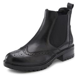 Stiefelette LASCANA, Damen, Gr. 37, schwarz, Obermaterial: 70% Rindsleder, 30% Elasthan. Futter: 85% Textilmaterial, 15% Lederimitat. Decksohle: 100% Lederimitat. Laufsohle: 100% Synthetik, unifarben, casual, Schuhe, Stiefel, Boots, Chelseaboots, Schlupfstiefel