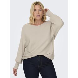 Strickpullover ONLY CARMAKOMA "CARNEW ADALINE LIFE L/S PULLOVER KNT", Damen, Gr. S (42/44), grau (pumice stone), Strick, Obermaterial: 80% Viskose, 20% Nylon, unifarben, casual, Rundhals, Langarm, Pullover