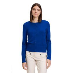 Strickjacke BETTY BARCLAY "Betty Barclay Strick-Cardigan mit Knöpfen" Gr. 40, blau (adria), Damen, Obermaterial: 72% Viskose, 28% Polyamid., Strickjacken, Rippbündchen