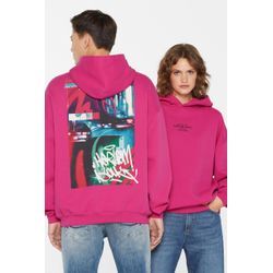 Kapuzensweatshirt HARLEM SOUL, Herren, Gr. M/L, pink (magenta), Material: 80% Baumwolle, 20% Polyester, bedruckt, casual, oversize, Rundhals, Sweatshirts, mit Bio-Baumwolle