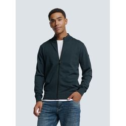 Rundhalspullover NO EXCESS "No Excess Zweifarbige Strickjacke von Timeless Basics", Herren, Gr. L, blau (dunkelblau), 34% Cotton, 34% Viscose, 32% Polyester, Pullover