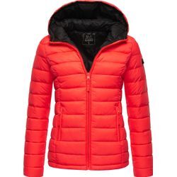 Steppjacke MARIKOO "Luci", Damen, Gr. XS (34), orange (neonorange), Obermaterial: 100% Nylon, Futter: 100% Polyester, Wattierung: 100% Polyester, Ärmelfutter: 100% Polyester, klassisch, figurbetont hüftbedeckend, Langarm Ärmel ohne Ärmelschlitz normaler Saum, Jacken, modische Damen Übergangsjacke mit großer Kapuze