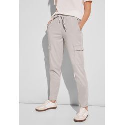 Cargohose STREET ONE Gr. 42, Länge 28, beige (clean sand), Damen, Stoff, 60% Lyocell, 37% Baumwolle, 3% Elasthan, unifarben, Hosen, Middle Waist