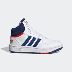 Sneaker ADIDAS SPORTSWEAR "HOOPS MID 3.0 K" Gr. 32, bunt (cloud weiß, victory blau, better scarlet) Schuhe