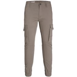 Cargohose JACK & JONES JUNIOR "JPSTPAUL JJFLAKE AKM 542" Gr. 140, N-Gr, braun (falcon), Jungen, Web, Obermaterial: 98% Baumwolle, 2% Elasthan, unifarben, Hosen