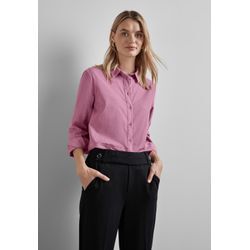 Hemdbluse STREET ONE, Damen, Gr. 42, pink (sunrise pink), Cord, 100% Baumwolle, unifarben, casual, normal normal, V-Ausschnitt, Langarm Bündchen, Blusen, aus reiner Baumwolle