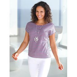 T-Shirt CASUAL LOOKS "Shirt" Gr. 42, bunt (marine, fuchsia, geringelt), Damen, 100% Baumwolle, gemustert, gestreift, mehrfarbig, Shirts