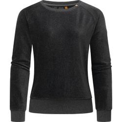 Sweater RAGWEAR "Johanka Velvet" Gr. S (36), grau (dunkelgrau), Damen, Obermaterial: 62% Baumwolle, 35% Polyester, 3% Elasthan, Sweatshirts, Stylischer Damen Pullover in Cord-Optik