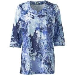 Baumwoll-Mix-Bluse, Druck blau, 38