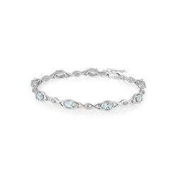 Armband VIRA JEWELS "925-Sterling Silber rhodiniert Glänzend Blautopas beh. Blau", weiß, Armbänder, Damen, 19cm, Silber 925 (Sterlingsilber), glänzend