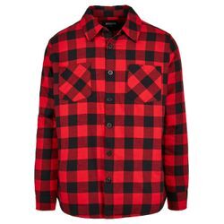 Langarmhemd URBAN CLASSICS "Urban Classics Herren Padded Check Flannel Shirt" Gr. L, US-Größen, schwarz (schwarz, rot), Herren, 100% Baumwolle, Hemden