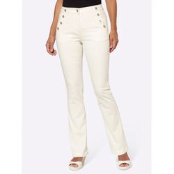 Bootcut-Jeans INSPIRATIONEN, Damen, Gr. 36, Normalgrößen, beige (ecru), 98% Baumwolle, 2% Elasthan, unifarben, lang, Jeans