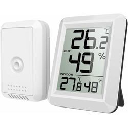 Innen- und Außenthermometer, angeschlossenes Thermometer mit kabellosem Außensensor, digitales Hygrometer-Thermometer mit großem LCD-Bildschirm,