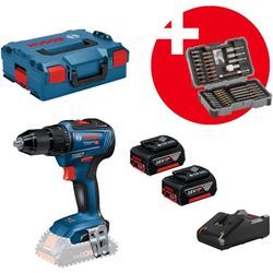 Bosch - Akku-Bohrschrauber gsr 18V-55 / 2x 4,0 Ah Akku + Ladegerät inkl. Bit- und Steckschlüssel-Set 43tlg. in L-Boxx