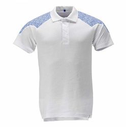 Polo-Shirt, Kurzarm Polo-shirt Gr. 4XL, weiss/azurblau - Mascot