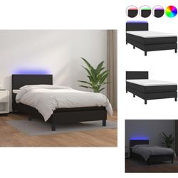 Vidaxl - Betten & Bettgestelle - Living Boxspringbett mit Matratze & led Schwarz 90x200 cm Kunstleder - Schwarz