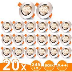 Swanew - 20er led Einbaustrahler Deckeneinbauleuchte Set Einbauleuchte Deckenleuchte Einbauspot Deckenspot IP20 245LM Strahler Warmweiß 3W