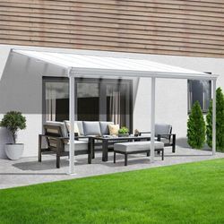 Home Deluxe - Terrassenüberdachung solis Farbe: Weiß, Größe: 495 x 303 x 226 / 278 cm Terrassendach Pergola Überdachung Terrassenüberdachung