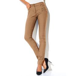 Stretch-Hose HEINE Gr. 20, Kurzgrößen, braun (camel), Damen, 48% Baumwolle, 45% Polyester, 7% Elasthan, Miedereinsatz:15% Elasthan, 85% Polyamid, unifarben, Hosen