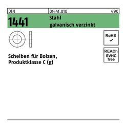 Scheibe DIN 1441 f.Bolzen 8 x 14x 1,6 Stahl galvanisch verzinkt