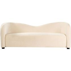 Sofa Weiß Samtstoff 3-Sitzer Geschwungene Form Elegant Modernes Design Gebogene Designer Couch für Wohnzimmer