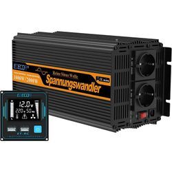 Edecoa - Wechselrichter 12v 230v Reiner Sinus Spannungswandler 1500w mit Neuer Fernbedienung 2X usb und Bildschirm lcd für Wohnmobil, Sonnenkollektor