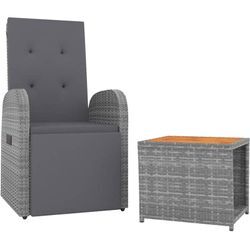 Vidaxl - 2-tlg. Garten-Lounge-Set Grau Poly Rattan & Massivholz Akazie