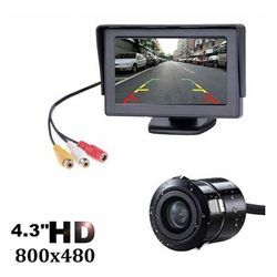 Mumu - hd 1080P Rückfahrkamera, 4,3-Zoll-Bildschirm, Armaturenbrett-Monitor, Parksystem-Set für Auto, Camping, lkw, Wohnwagen, wasserdichte Nachtsicht