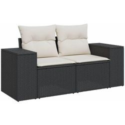 Vidaxl - Gartensofa mit Kissen 2-Sitzer Schwarz Poly Rattan