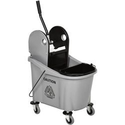 Reinigungswagen 36 Liter Fahreimer Putzeimer Wischwagen mit Auswringvorrichtung, Grau, 54 x 41 x 91,5 cm - Homcom