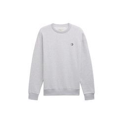 TOM TAILOR DENIM Herren Basic Sweatshirt mit Logo Print, grau, Uni, Gr. S