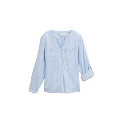 TOM TAILOR Damen Gestreifte Bluse mit Brusttaschen, blau, Gestreift, Gr. 36