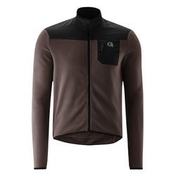 Radtrikot GONSO "Adventure Jersey Fleece M" Gr. L, braun (dunkelbraun), Herren, 100% Polyester (Recycelt), Trikots, Herren Fahrradtrikot langarm, weiches Fleece-Material, Full-Zip Trikot