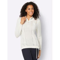 Strickpullover CASUAL LOOKS "Pullover", Damen, Gr. 36, beige (ecru), 50% Baumwolle, 50% Polyacryl, unifarben, Langarm, Pullover