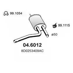 ASSO Mittelschalldämpfer für VW AUDI 8D0253409AC 8D0253409AB 04.6012