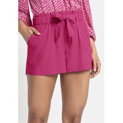 Shorts LASCANA, Damen, Gr. 34, N-Gr, pink, Web, Obermaterial: 58% Viskose, 28% Baumwolle, 14% Leinen, unifarben, modisch, figurumspielend kurz, Hosen, im Paperbag-Stil, Leinenmix, Schlupfhose, Sommerhose