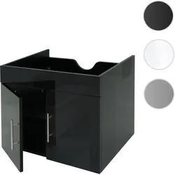 Waschbeckenunterschrank HWC-D16, Waschtischunterschrank Waschtisch Unterschrank Badm√∂bel, MVG hochglanz 60cm ~ schwarz