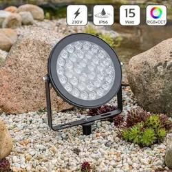 MiBoxer 15W RGB+CCT LED Gartenstrahler WiFi Gartenleuchte mit Erdspieß FUTC03