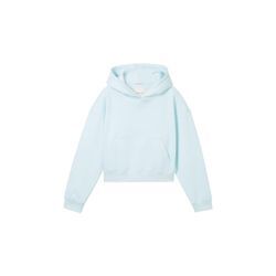 TOM TAILOR Mädchen Cropped Hoodie mit Bio-Baumwolle, blau, Uni, Gr. 128