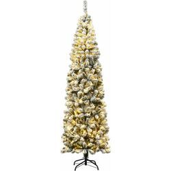 Goplus - Künstlicher Weihnachtsbaum, Tannenbaum mit LED-Beleuchtung & Schnee, Christbaum mit Metallstaender, Wiederverwendbare Kunsttanne,